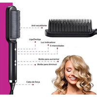 Escova Alisadora 5 em 1 - Alisa, Seca, Hidrata, Modela e Anti-Frizz